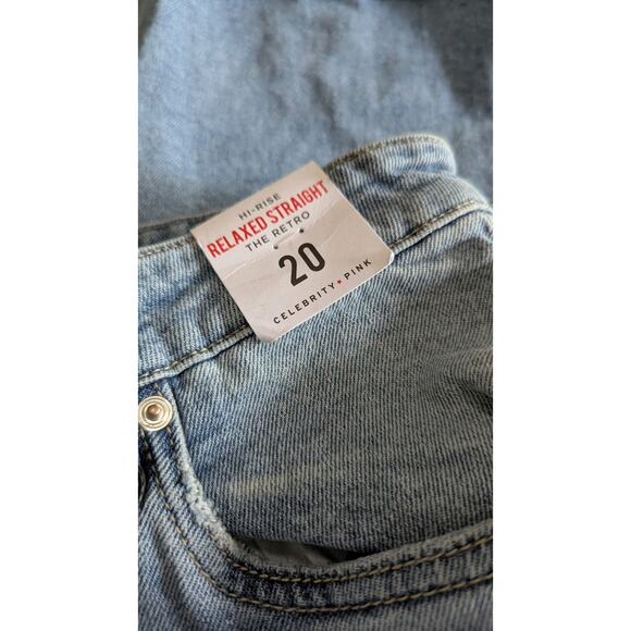 Celebrity Pink Hi Rise Relaxed Straight Jeans Retro Women Plus 20 Distressed - Picture 13 of 16